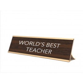 Promotional Novelty Nameplate Style (World's Best Teacher)- Metallic Frame  Promotional Novelty Nameplate Style (World