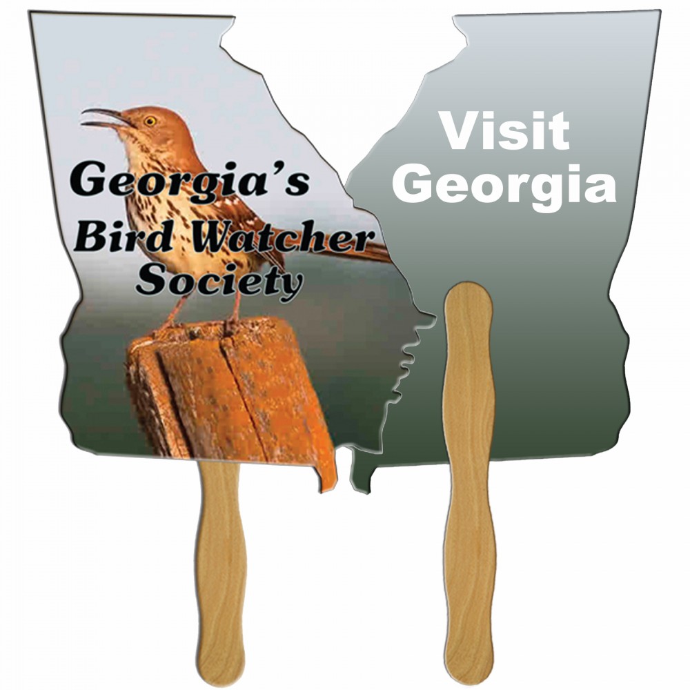 Georgia State Fast Hand Fan (2 Sides) 1 Day Custom Imprinted Georgia State Fast Hand Fan (2 Sides) 1 Day Custom Imprinted