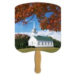 Logo Branded Chapel On A Hill Hand Fan Stock Graphic