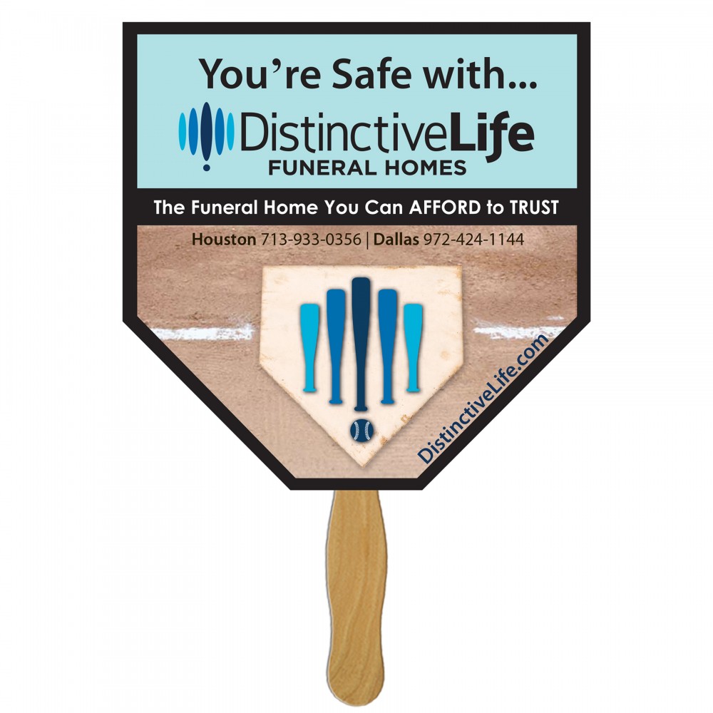 Logo Branded Home Plate Fast Hand Fan (1 Side) 1 Day Logo Branded Home Plate Fast Hand Fan (1 Side) 1 Day