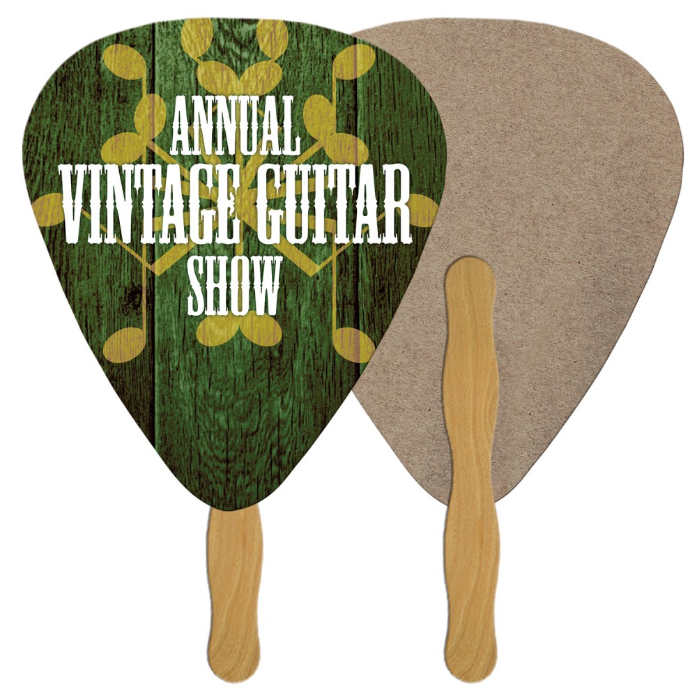 Custom Printed Guitar Pick Recycled Hand Fan Custom Printed Guitar Pick Recycled Hand Fan