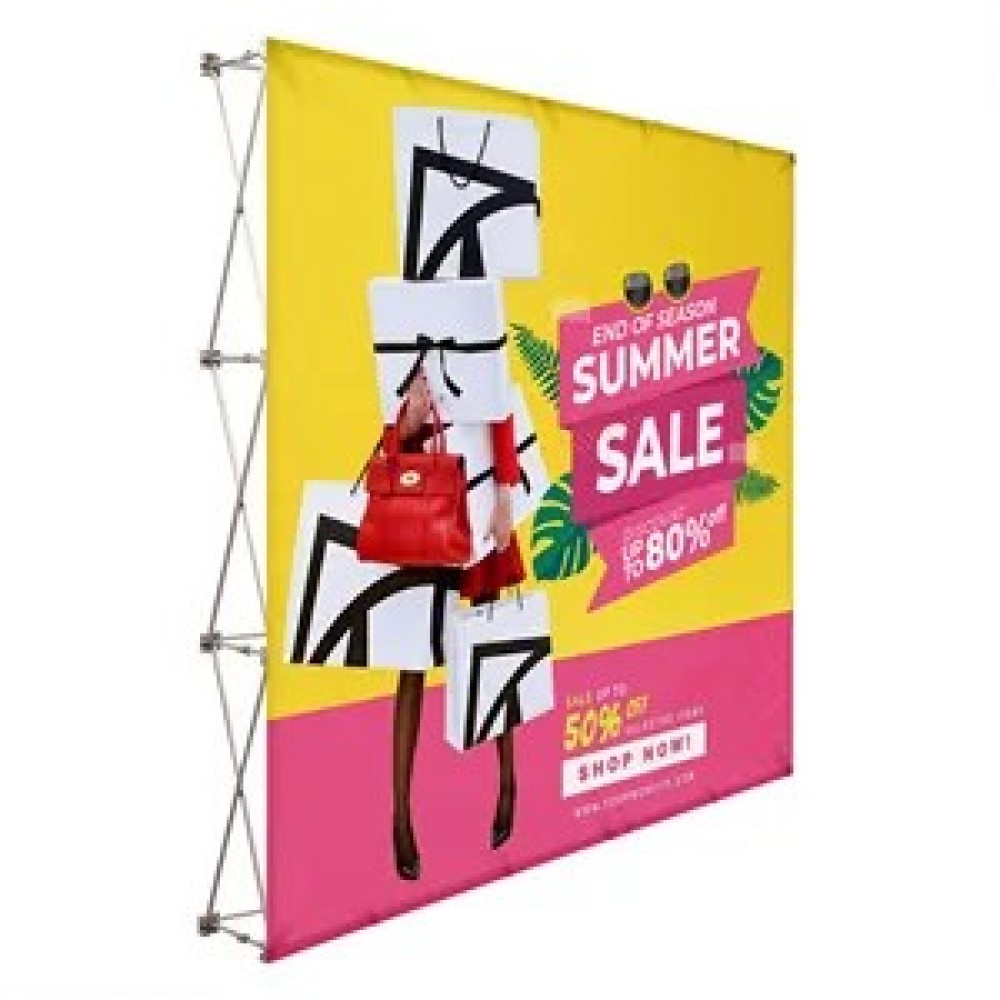 10' x 10' Pop Up Fabric Foldable Display Wall - Straight with Logo