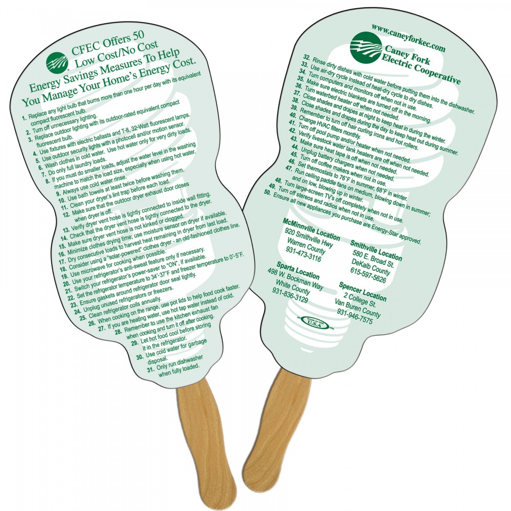 Light Bulb Sandwiched Hand Fan Custom Imprinted Light Bulb Sandwiched Hand Fan Custom Imprinted