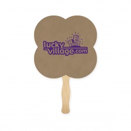Custom Rounded Shamrock Clover Recycled Sandwich Paper Hand Fan  Custom Rounded Shamrock Clover Recycled Sandwich Paper Hand Fan