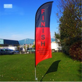 11 FT Custom Flag Kit Half Drop Flag Pole Kit Set w/ Spike Base Banner Flag with Logo