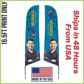 16.5' Angle Flag - Double Sided (Print Only) - Made in the USA with Logo