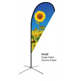 Custom 7 Ft. Teardrop Flag - Single Sided with Chrome X Base (Small)