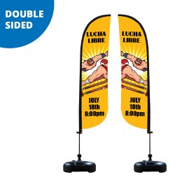 Customized Feather Flag 9' Premium Double-Sided With Water Base & Carry Bag (Small)