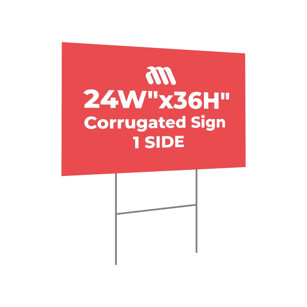Customized Corrugated Sign, 1 SIDE (24"Wx36"H)