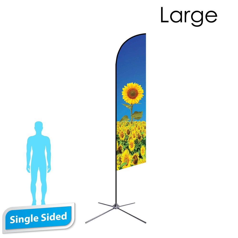 13' Angle Flag - Single Sided w/Chrome X Base (Large) with Logo