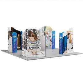 Logo Branded 20' Magnetic Modular Fabric Displays 4 Curved L Shaped Sections (Double Sided)