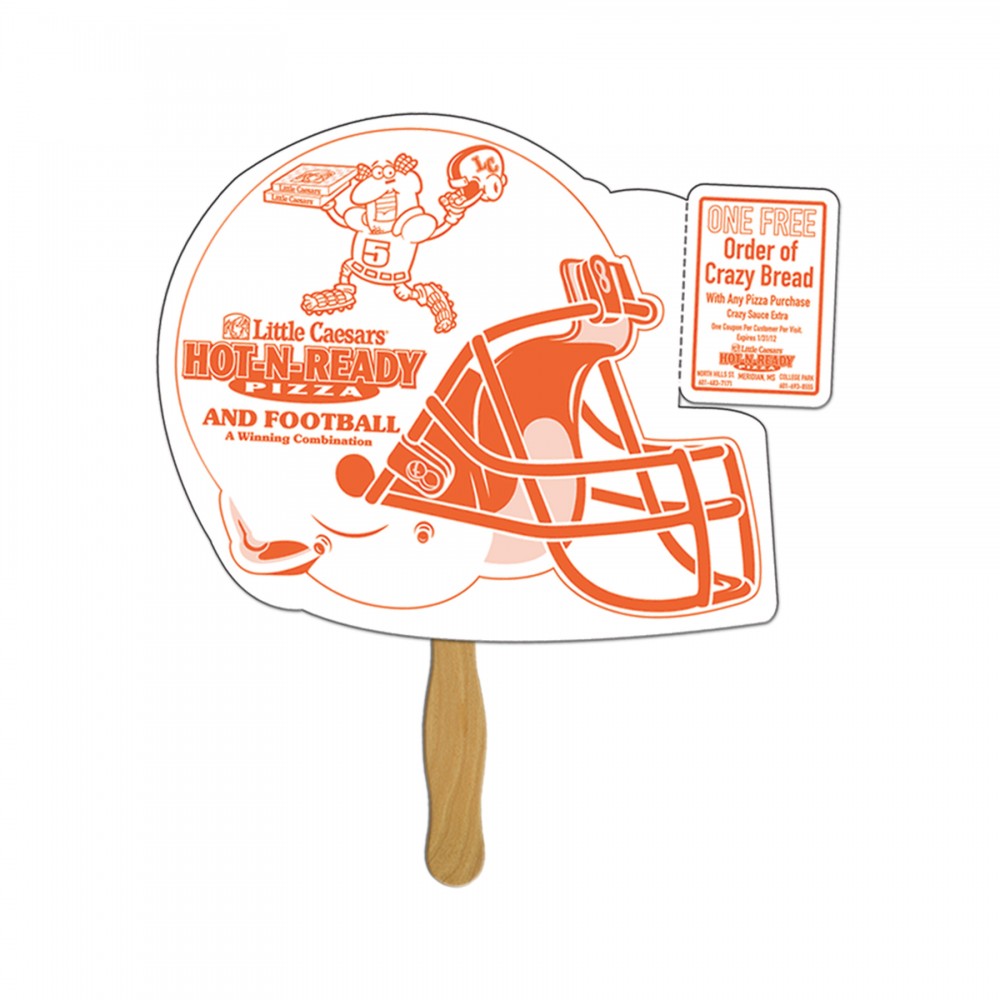 Helmet Coupon Hand Fan with Logo