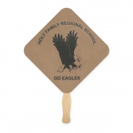 10 1/2"x10 1/2" Diamond Shape Recycled Paper Hand Fan Single with Logo