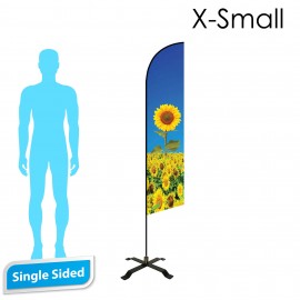 7' Angle Flag - Single Sided /w Black X Base - X-Small with Logo  7