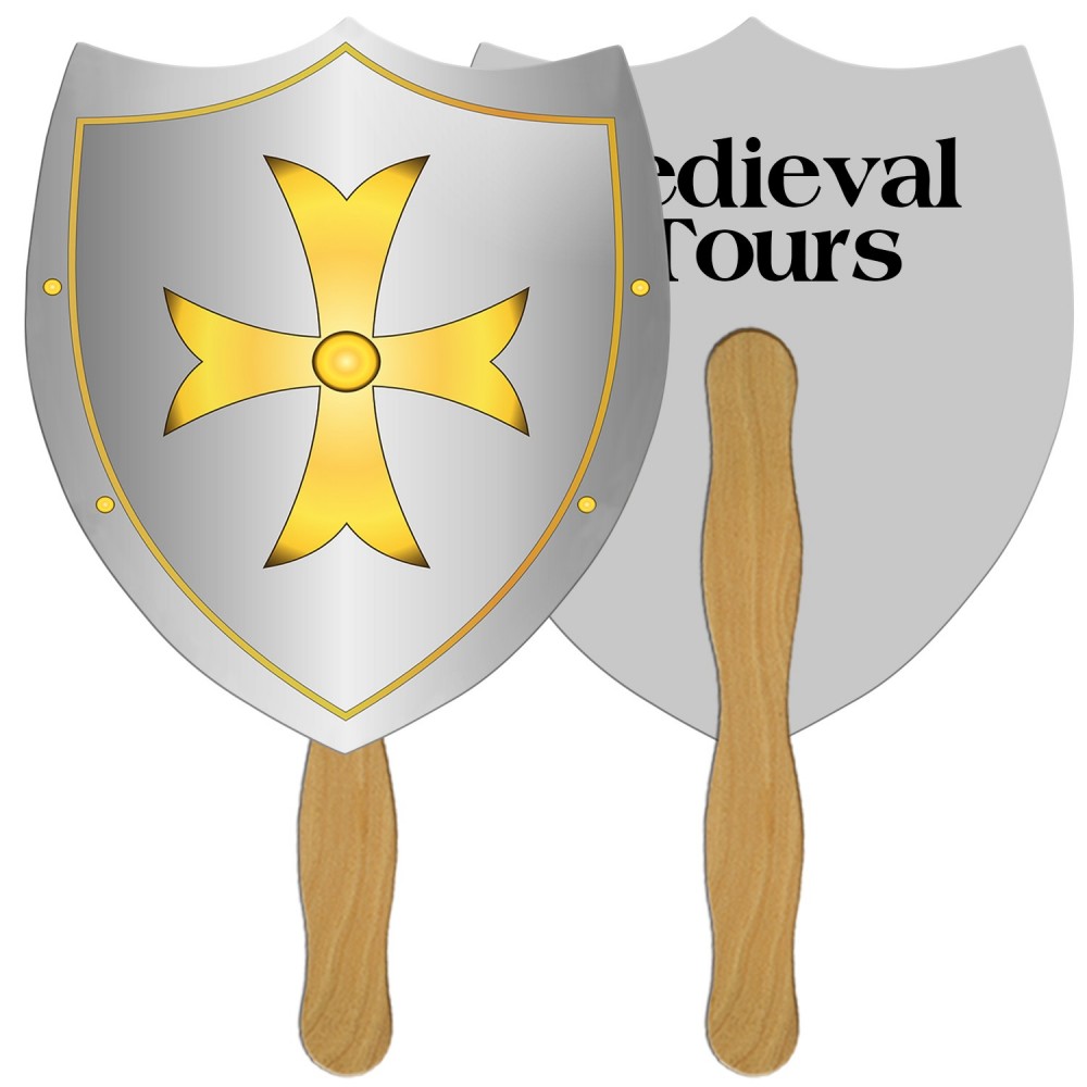 Logo Branded Shield Hand Fan Full Color (2 Sides) Logo Branded Shield Hand Fan Full Color (2 Sides)