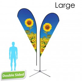 Custom 12' Teardrop Flag - Double Sided w/Chrome X Base (Large)  Custom 12