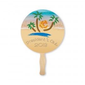 Round Lightweight Full Color Digital Two Sided Single Paper Hand Fan with Logo