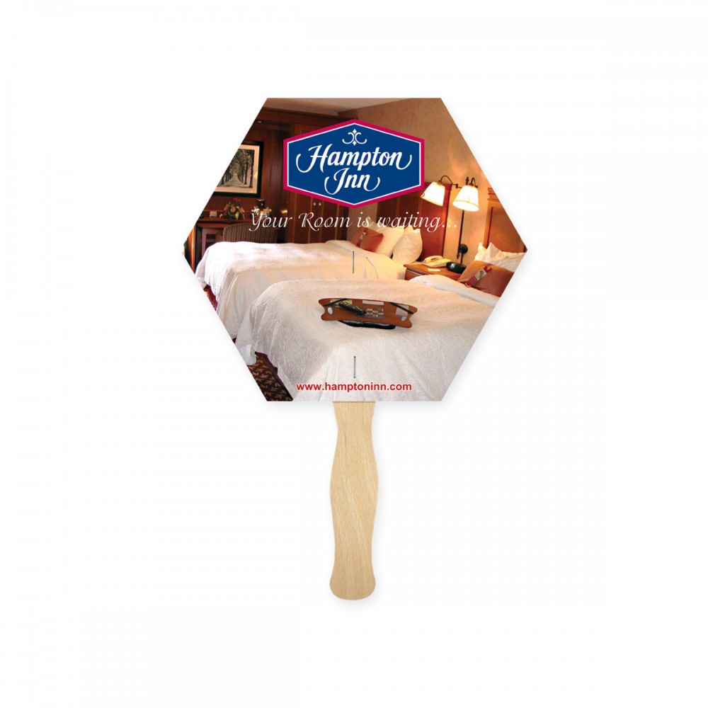 Custom Full Color Hexagon Shape Sandwich Fan Custom Full Color Hexagon Shape Sandwich Fan