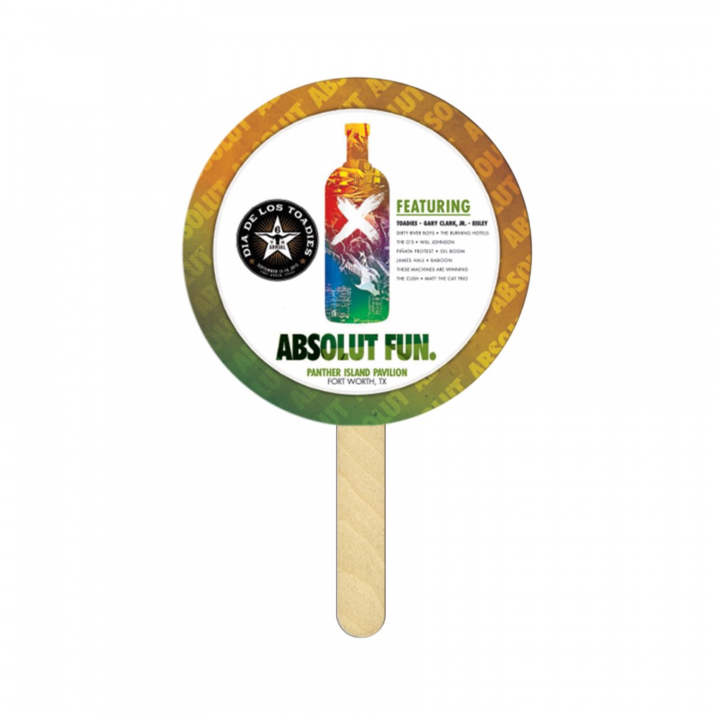 Round Mini Hand Fans Full Color (1 Side) with Logo