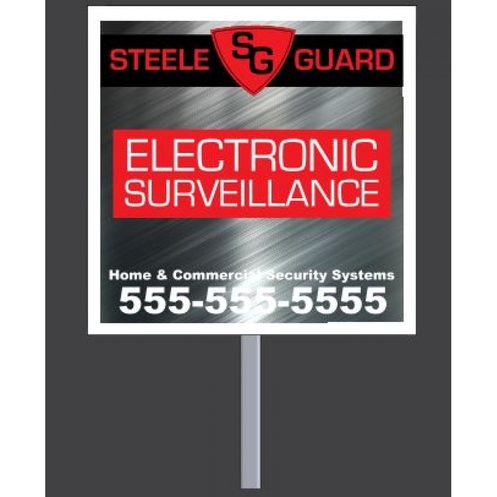 Square Security 4 Color Process Yard Sign (9"x 9") with Logo