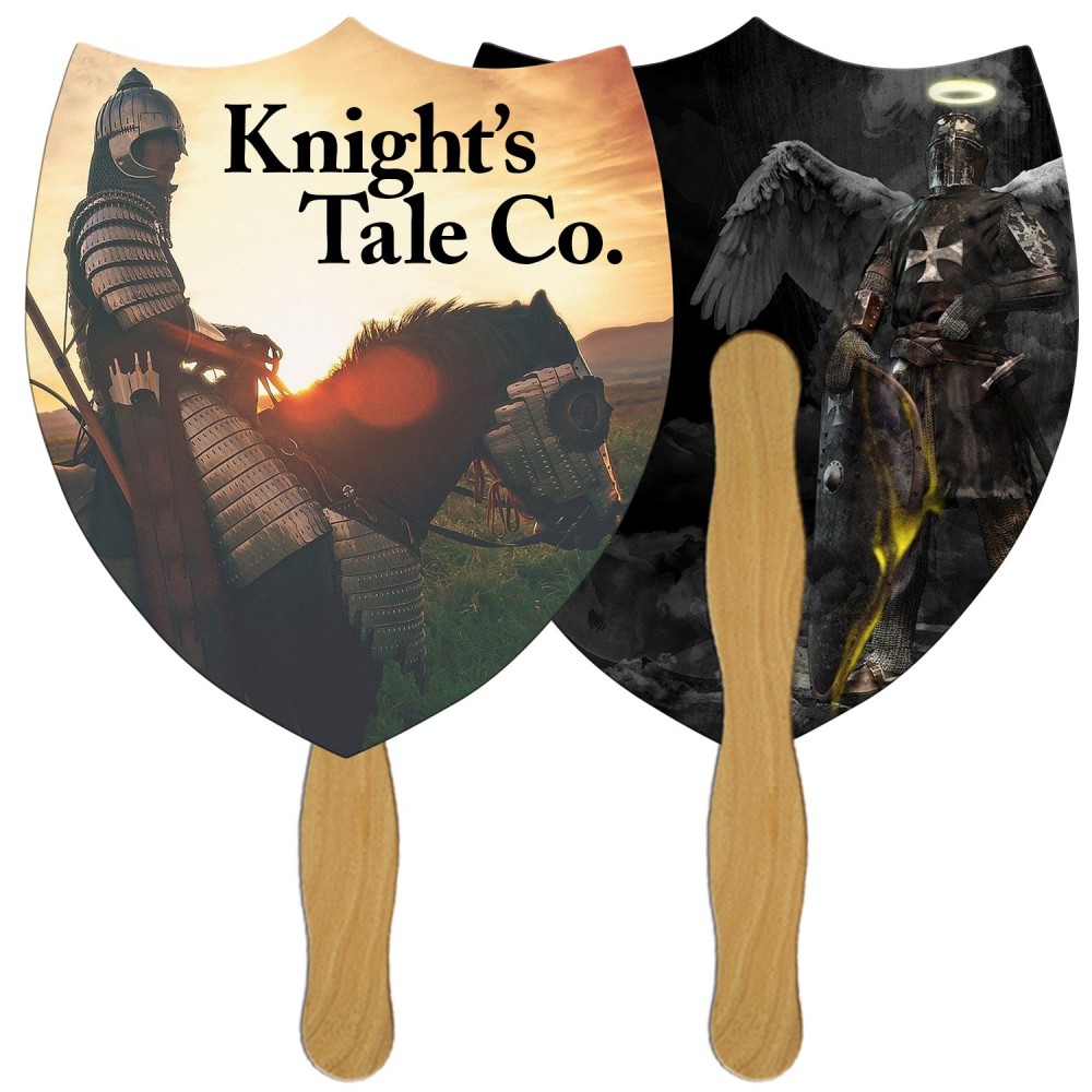 Shield Fast Hand Fan (2 Sides) 1 Day Custom Printed Shield Fast Hand Fan (2 Sides) 1 Day Custom Printed