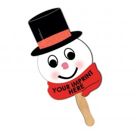 Customized Holiday Fun Snowman on Stick Fan w/ Top Hat  Customized Holiday Fun Snowman on Stick Fan w/ Top Hat