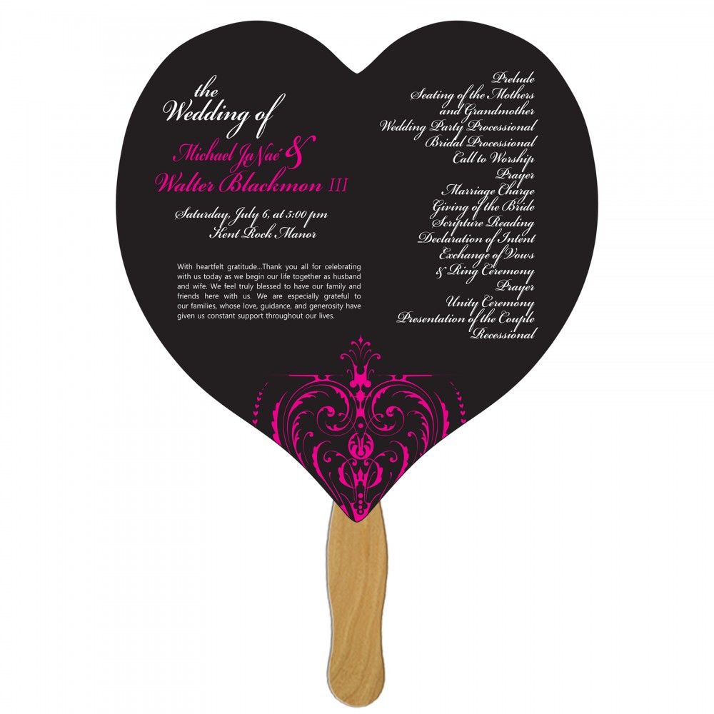 Heart Fast Hand Fan (1 Side) 1 Day Logo Branded Heart Fast Hand Fan (1 Side) 1 Day Logo Branded