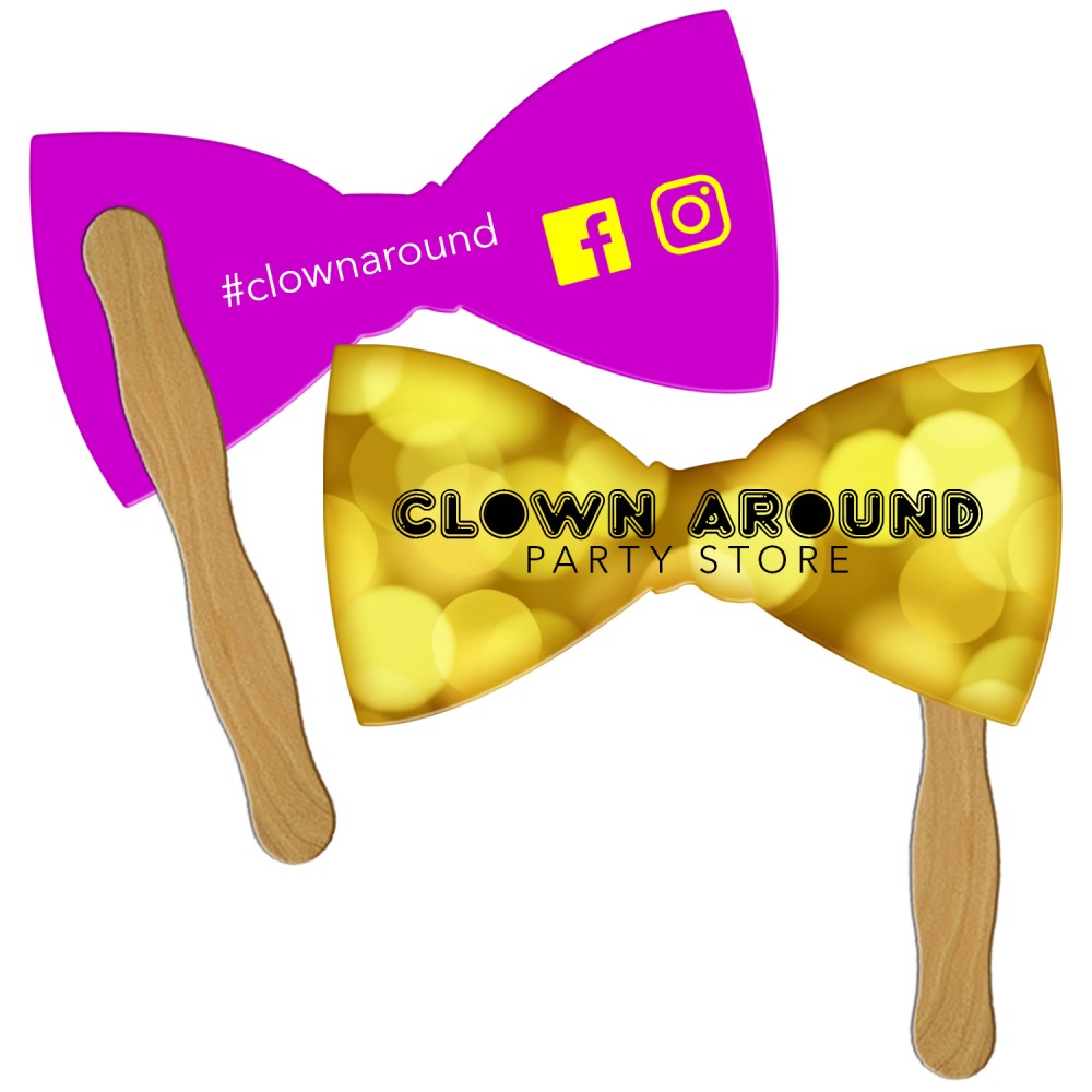 Large Bow Tie Fast Hand Fan (2 Sides) 1 Day Logo Branded Large Bow Tie Fast Hand Fan (2 Sides) 1 Day Logo Branded