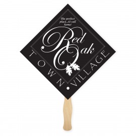 Diamond Shape Single Hand Fan with Stick with Logo  Diamond Shape Single Hand Fan with Stick with Logo