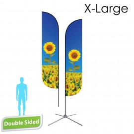 16.5' Feather Flag - Double Sided w/Chrome X Base (X-Large) with Logo