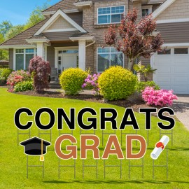 Congrats Grad Yard Letters with Logo