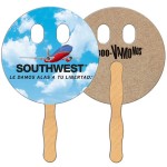 Circle w/ Cut Out Eyes Recycled Hand Fan Logo Branded