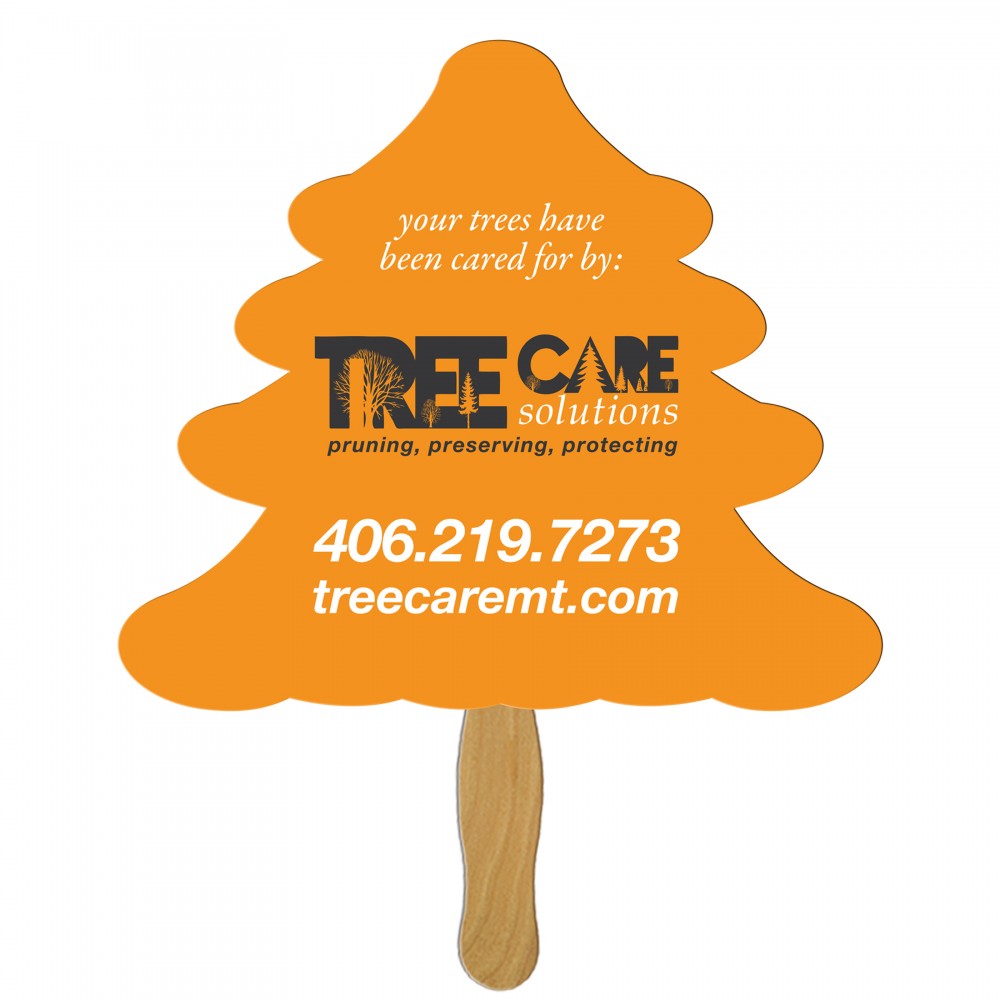 Logo Branded Evergreen Tree Fast Hand Fan (1 Side) 1 Day Logo Branded Evergreen Tree Fast Hand Fan (1 Side) 1 Day