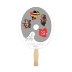 Oval Shape Full Color Two Sided Single Paper Hand Fan with Logo
