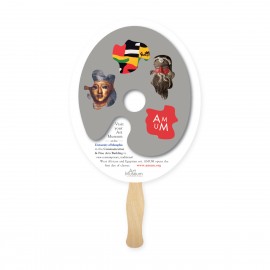 Oval Shape Full Color Two Sided Single Paper Hand Fan with Logo  Oval Shape Full Color Two Sided Single Paper Hand Fan with Logo