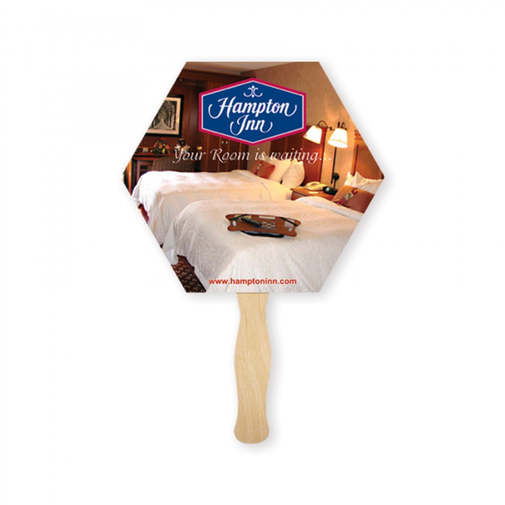 Logo Branded Hexagon Shape Single Hand Fan Logo Branded Hexagon Shape Single Hand Fan