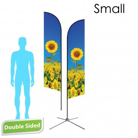 9' Angle Flag - Double Sided w/Chrome X-Base (Small) with Logo  9