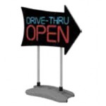 Contour Single-Sided Outdoor Sign Arrow Side w/Fillable Base with Logo