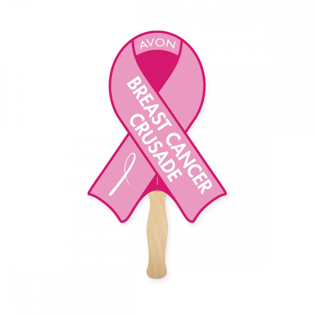 Personalized Awareness Ribbon Shape Full Color Single Sided Paper Hand Fan Personalized Awareness Ribbon Shape Full Color Single Sided Paper Hand Fan
