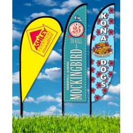 Zoom 3 Feather Flag w/ Stand- 10ft Single Sided Graphic with Logo  Zoom 3 Feather Flag w/ Stand- 10ft Single Sided Graphic with Logo