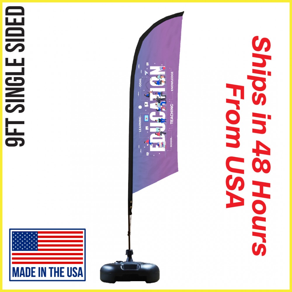 Logo Branded 9' Angle Flag - Single Sided w/Plastic Water Base - Made in the USA Logo Branded 9' Angle Flag - Single Sided w/Plastic Water Base - Made in the USA