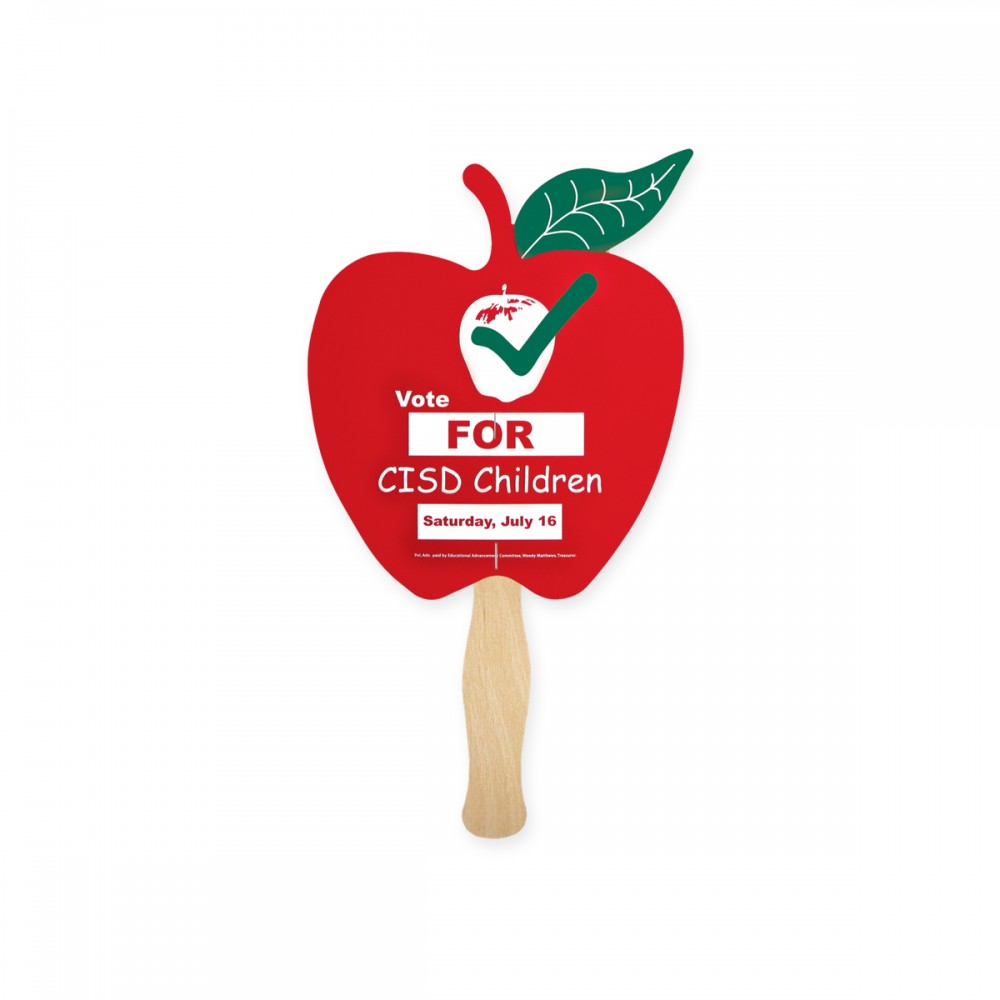 Apple Lightweight Full Color Two Sided Single Paper Hand Fan with Logo