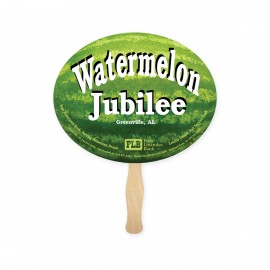 Oval Shape Full Color Single Sided Paper Hand Fan with Logo  Oval Shape Full Color Single Sided Paper Hand Fan with Logo