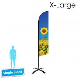 16.5' Angle Flag - Single Sided w/Black X Base (X-Large) with Logo  16.5