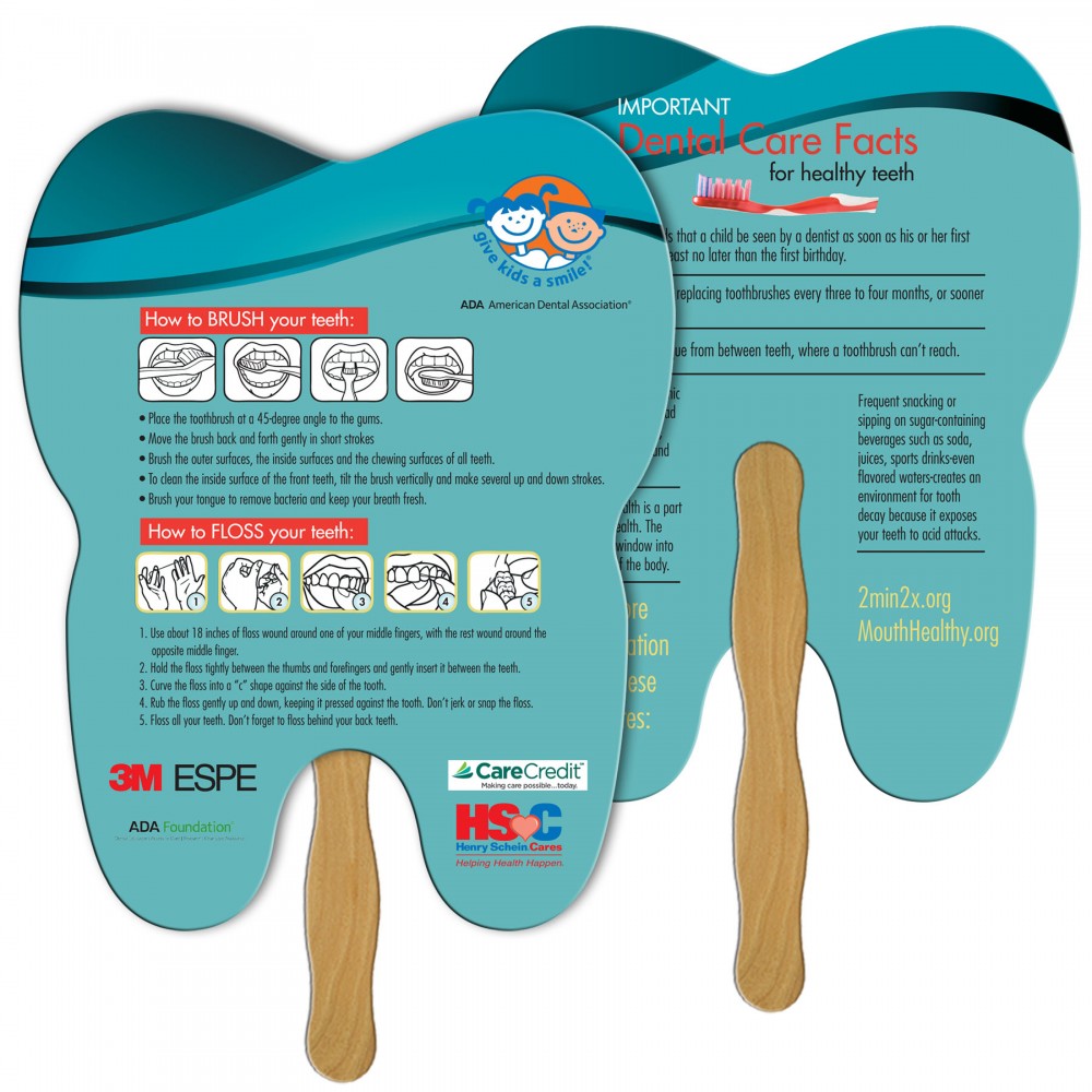 Tooth Fast Hand Fan (2 Sides) 1 Day Custom Printed Tooth Fast Hand Fan (2 Sides) 1 Day Custom Printed
