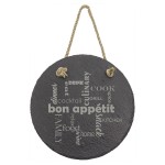 7" - Round Slate Hanging Sign with Logo