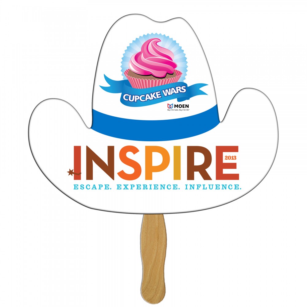 Cowboy Hat Hand Fan Full Color (1 Side) with Logo