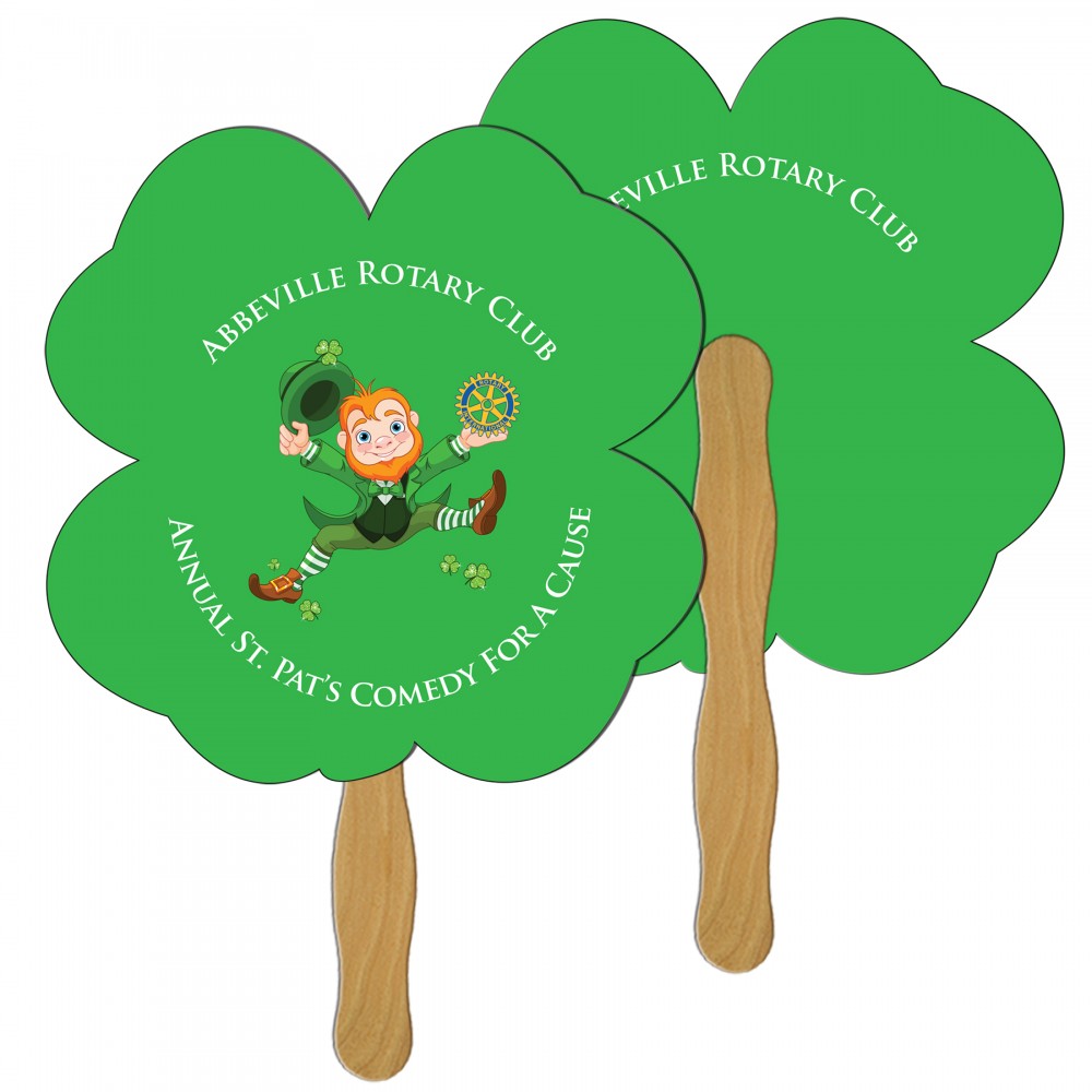 Clover Fast Hand Fan (2 Sides) 1 Day Logo Branded Clover Fast Hand Fan (2 Sides) 1 Day Logo Branded