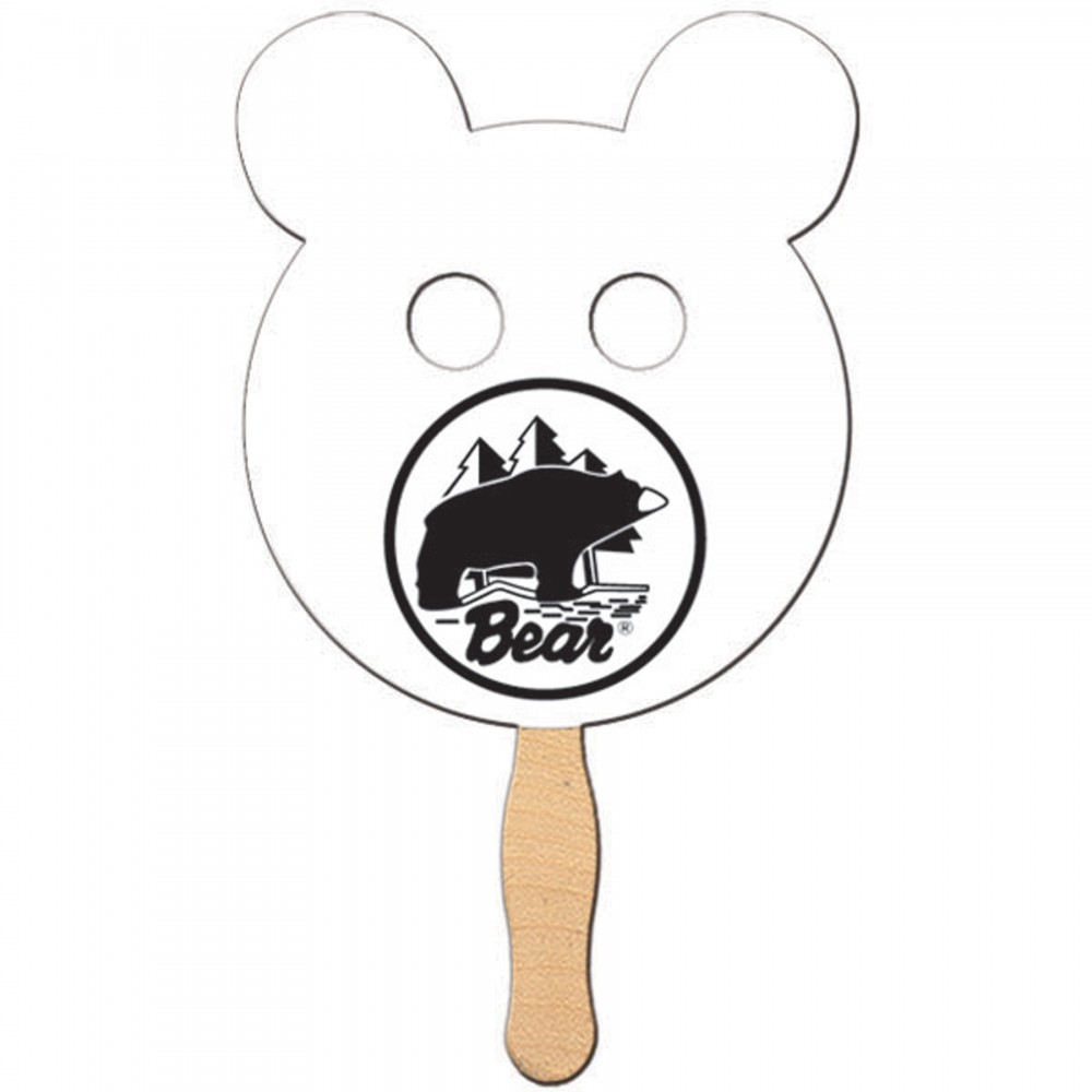 Logo Branded Panda Bear w/ Eyes Cutout Hand Fan