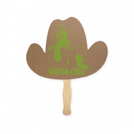 Logo Branded Fan - Cowboy Hat Recycled Paper Hand Fan Sandwich  Logo Branded Fan - Cowboy Hat Recycled Paper Hand Fan Sandwich